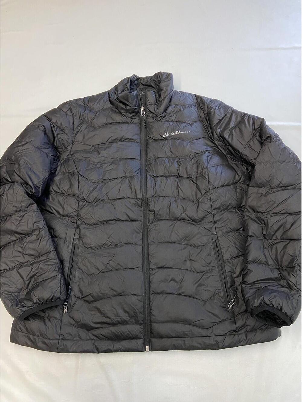 Womens EDDIE BAUER Black 2-Tone Down Jacket Sz L